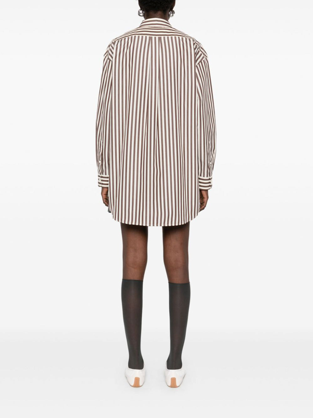 Oversized Striped Zip-Up Poplin Shirt
