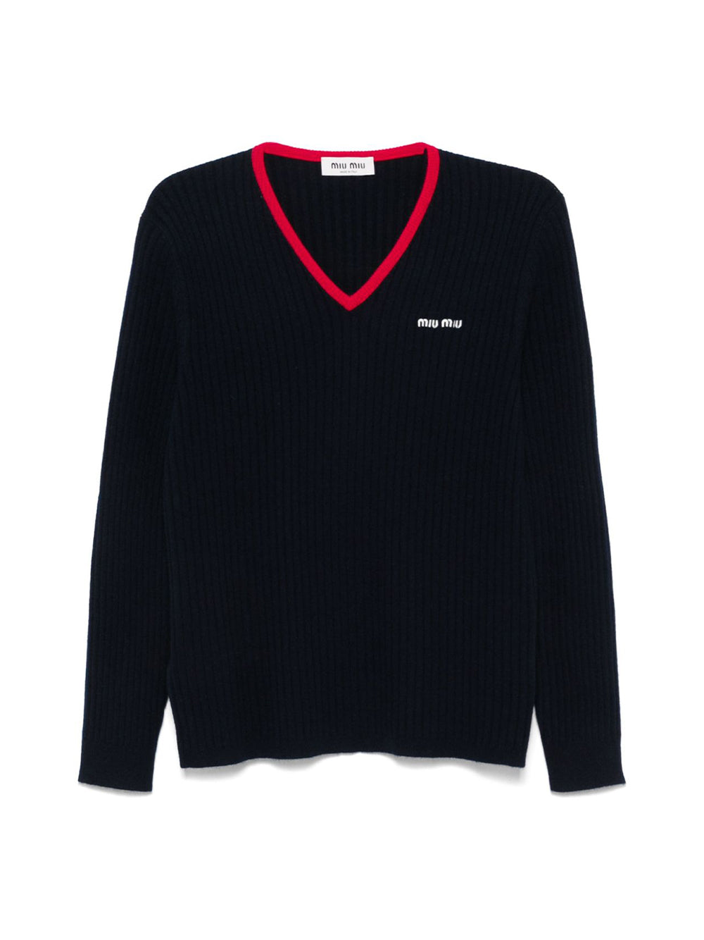 Ribbed V-Neck Cashmere Sweater
