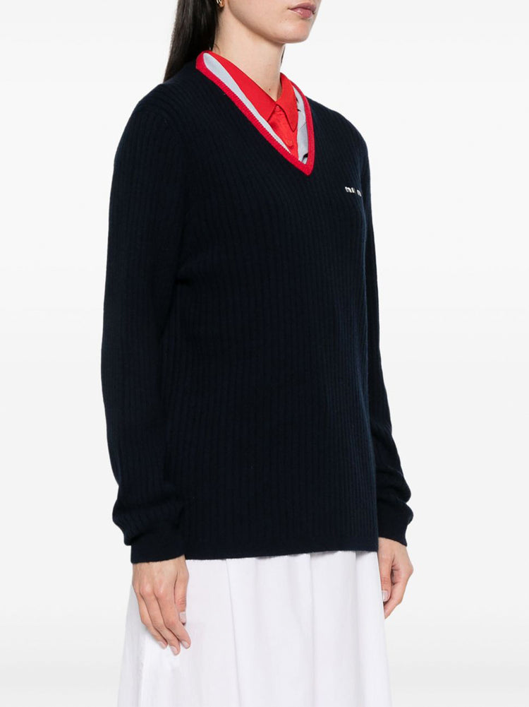Miu Miu | Ribbed V-Neck Cashmere Sweater – Kirna Zabête