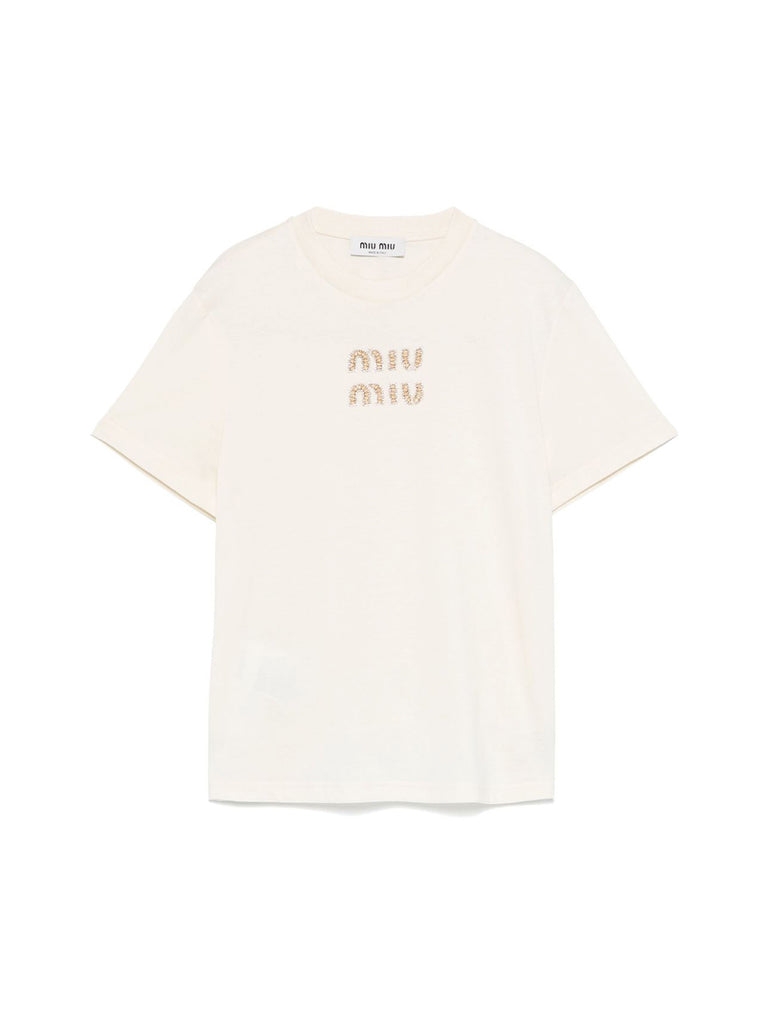 Miu Miu | Embroidered Logo Jersey T-Shirt – Kirna Zabête