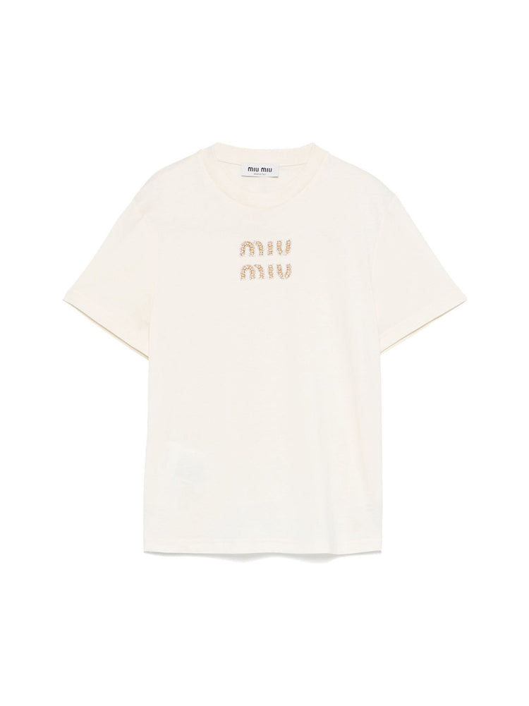 Miu Miu | Embroidered Logo Jersey T-Shirt – Kirna Zabête
