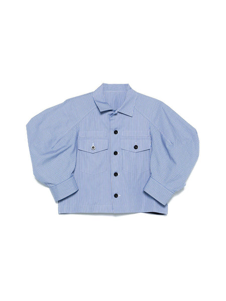 【送料&関税込】Sacai White And Light Blue Striped Poplin Dr Striped cotton poplin shirt in multicoloured - Sacai | Mytheresa