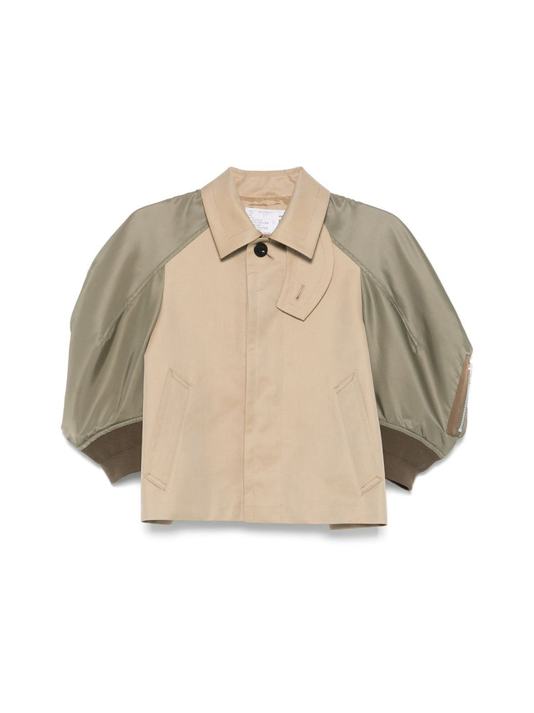 sacai 国内買付 Cotton Gabardine x Nylon Twill Jacket sacai: Black Cotton Gabardine x Nylon Twill Blouson | SSENSE