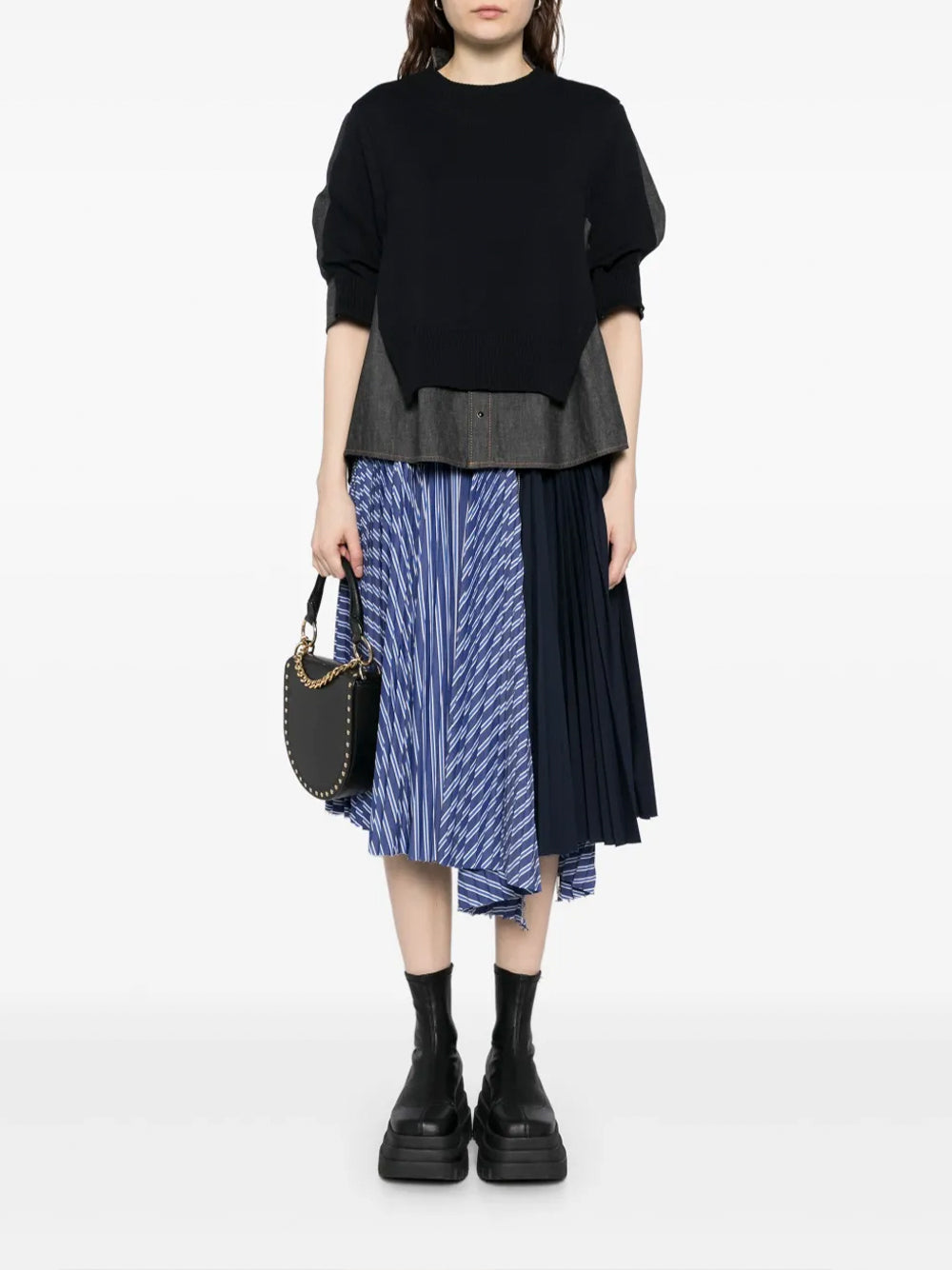 Denim Mix Knit Pullover