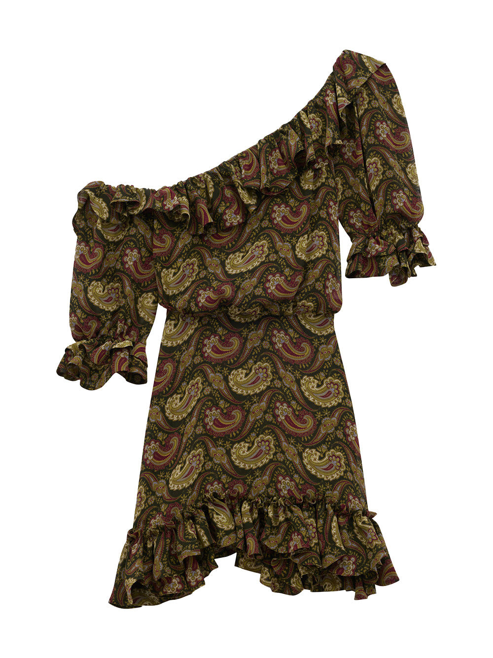 Paisley Muslin Ruffled Mini Dress