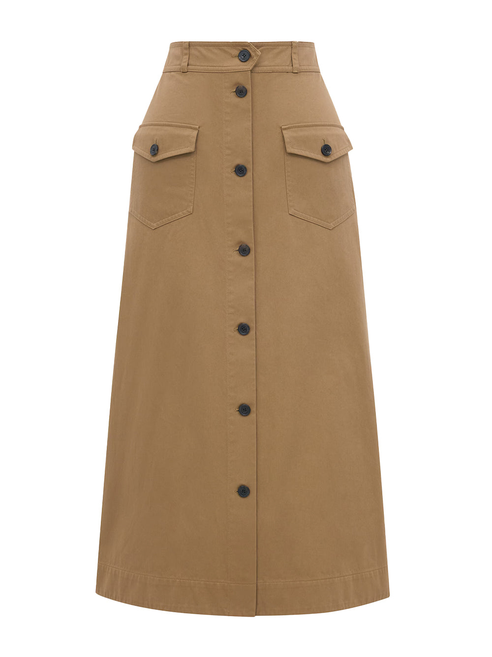 Cotton Serge Midi Skirt