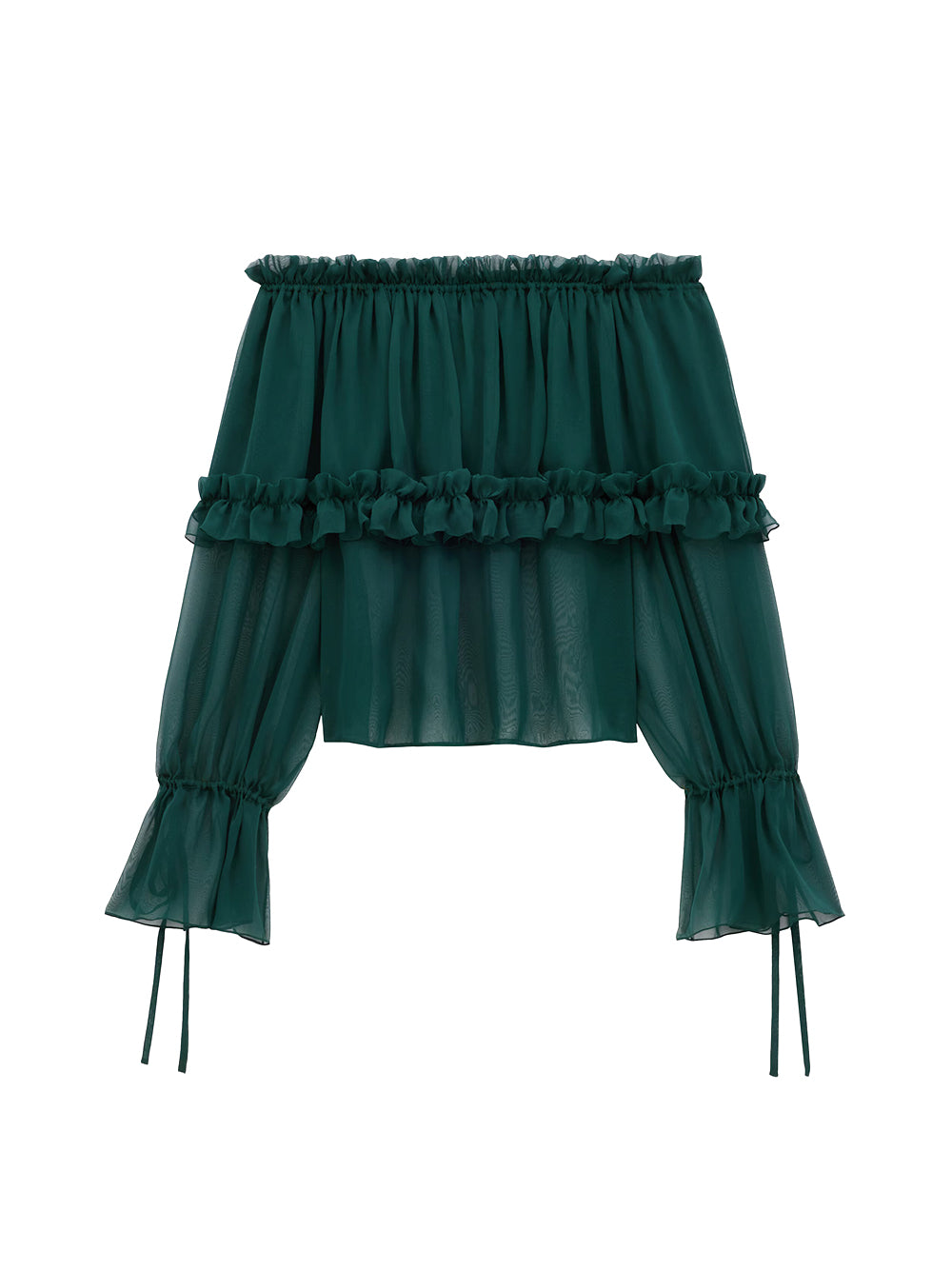 Silk Crepe Muslin Ruffled Blouse
