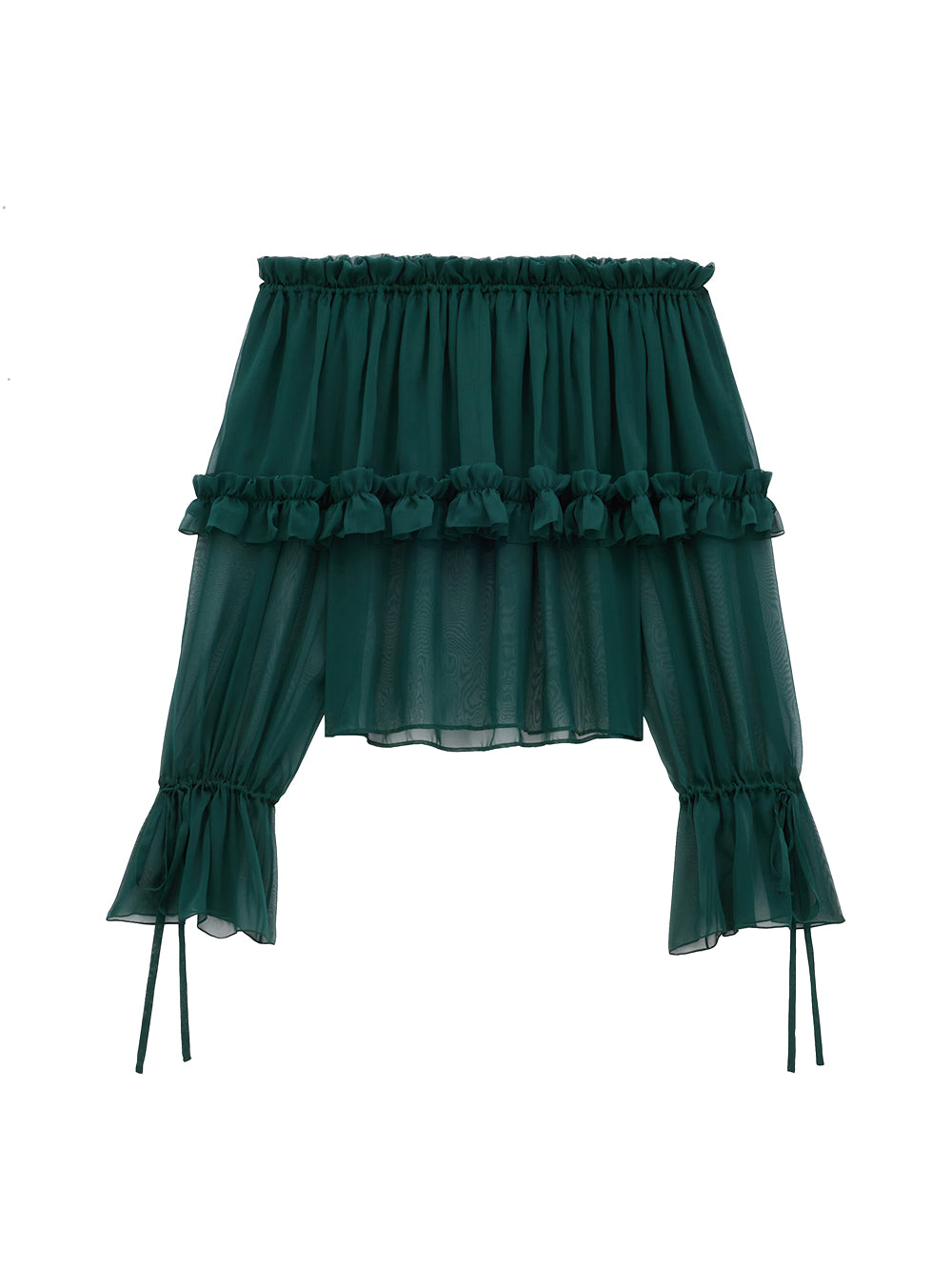 Silk Crepe Muslin Ruffled Blouse