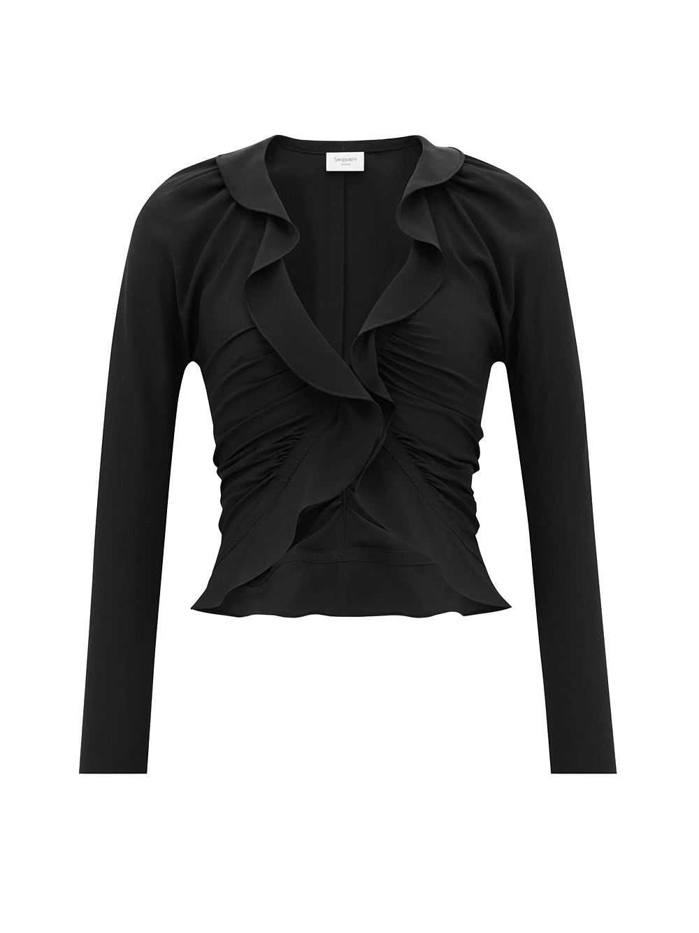 Silk Ruffled Long Sleeve Blouse