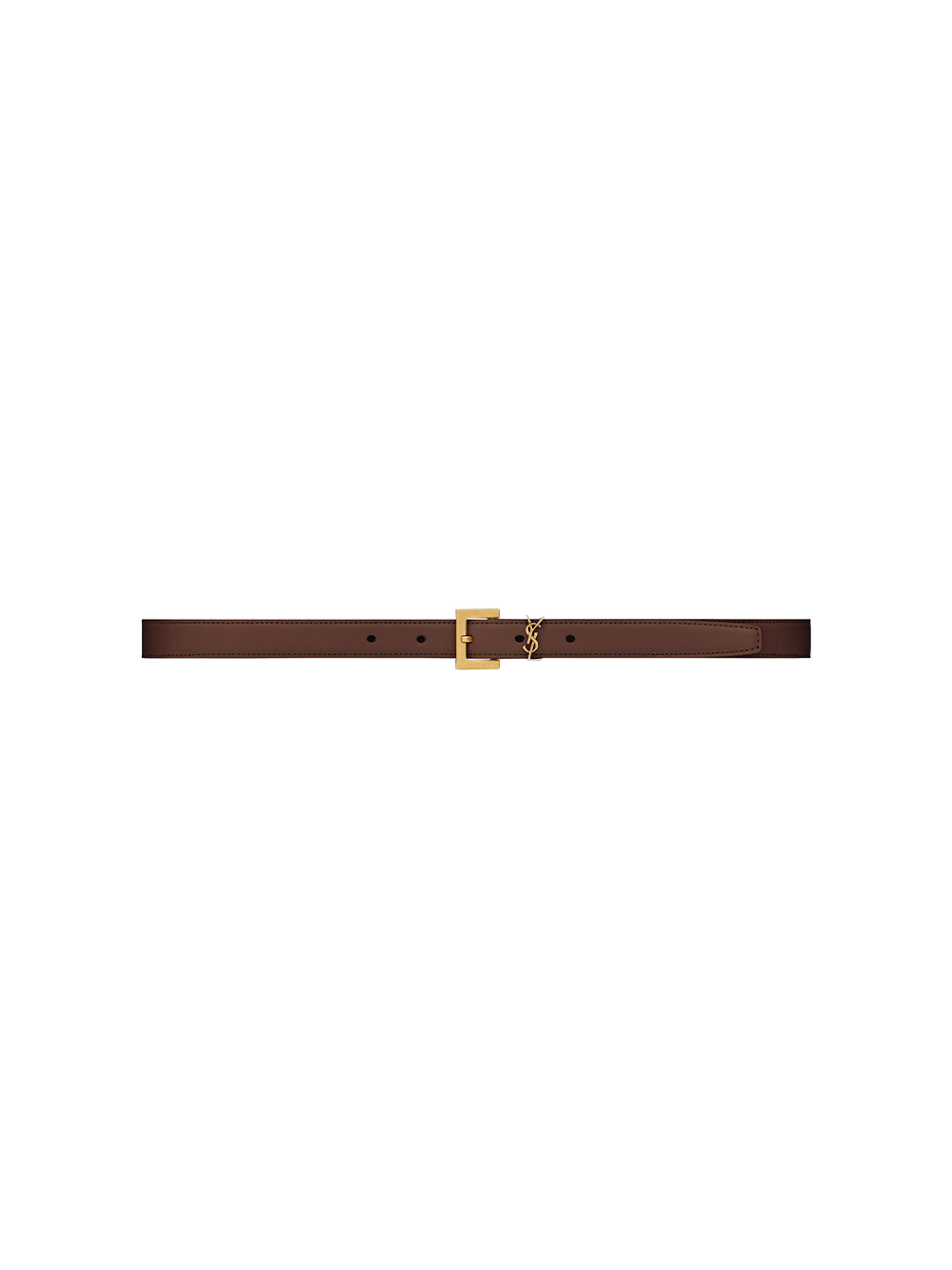 Thin Cassandre Square-Buckle Belt in Box Leather