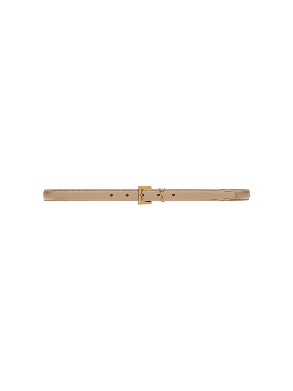 Thin Cassandre Square-Buckle Belt in Box Leather