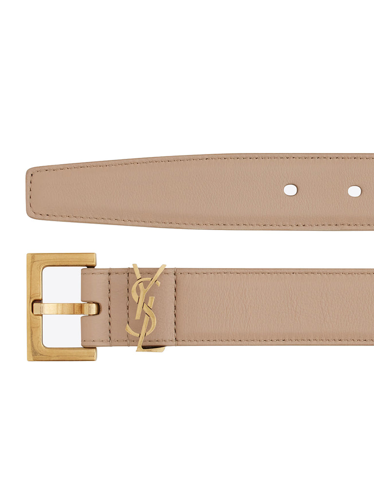 Saint Laurent | Thin Cassandre Square-Buckle Belt in Box Leather