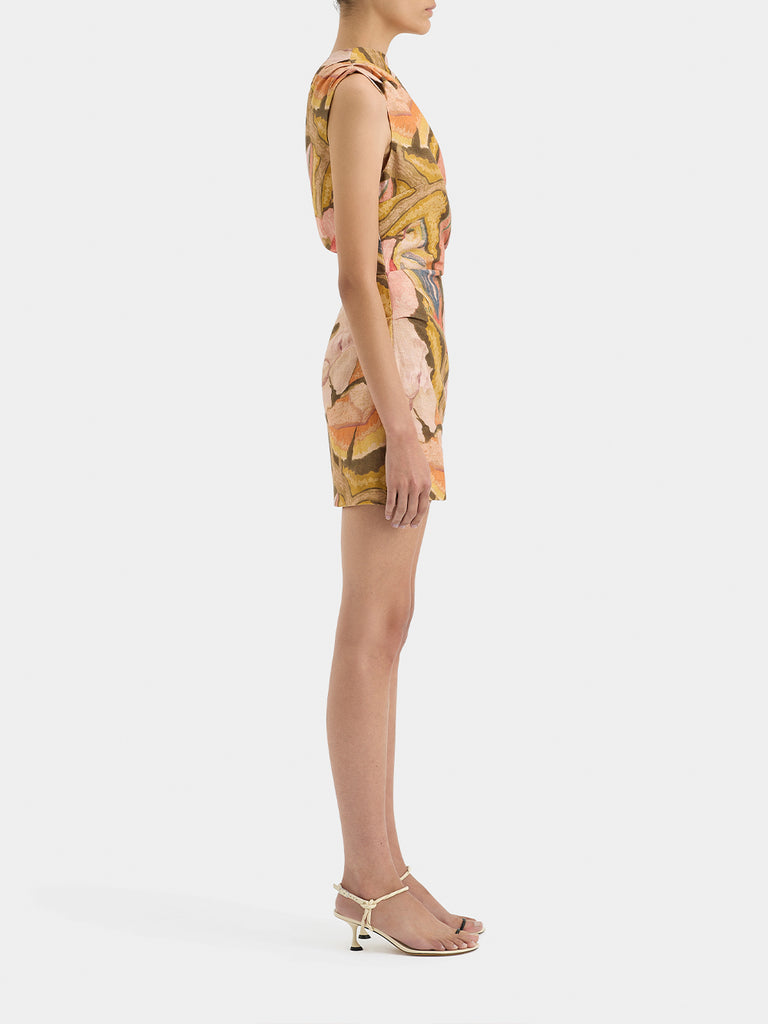 knee length dresses for ladies Hire Sir the Label Talulah Knot Mini Dress Sanderling Floral Size 8,10,12 –  lonedresshire main image 1