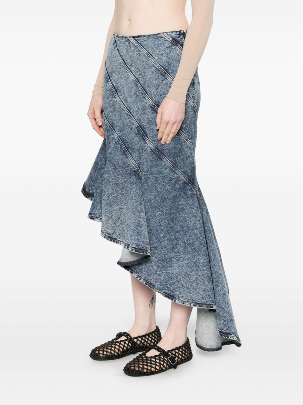 Spiral Denim Skirt