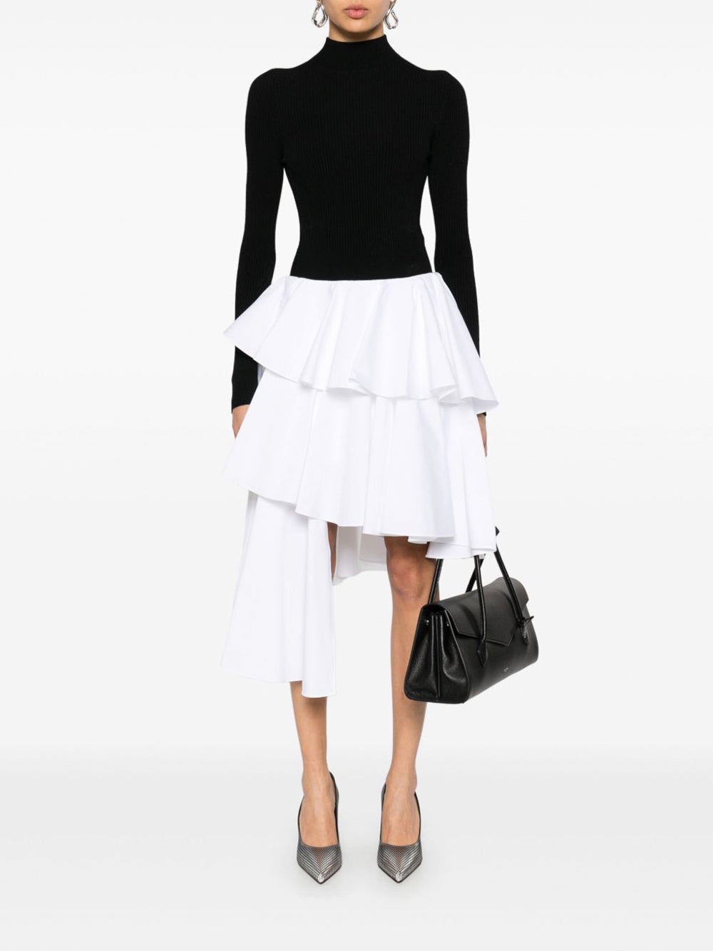 Tiered Poplin Midi Skirt