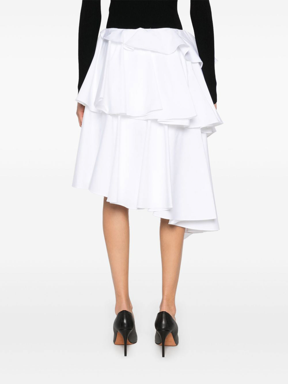 Tiered Poplin Midi Skirt