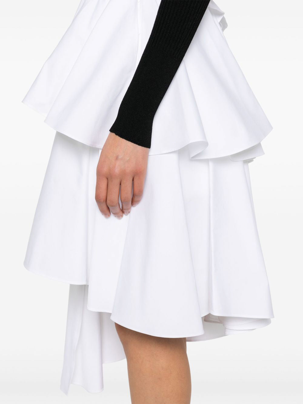 Tiered Poplin Midi Skirt