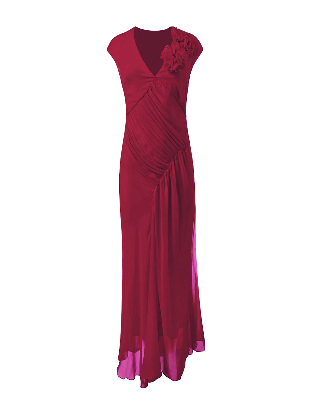 Alejandra Alonso Rojas | Draped Flower Chiffon Maxi Dress Kirna Zabte Alejandra Alonso Rojas | Draped Flower Chiffon Maxi Dress Kirna Zabte
