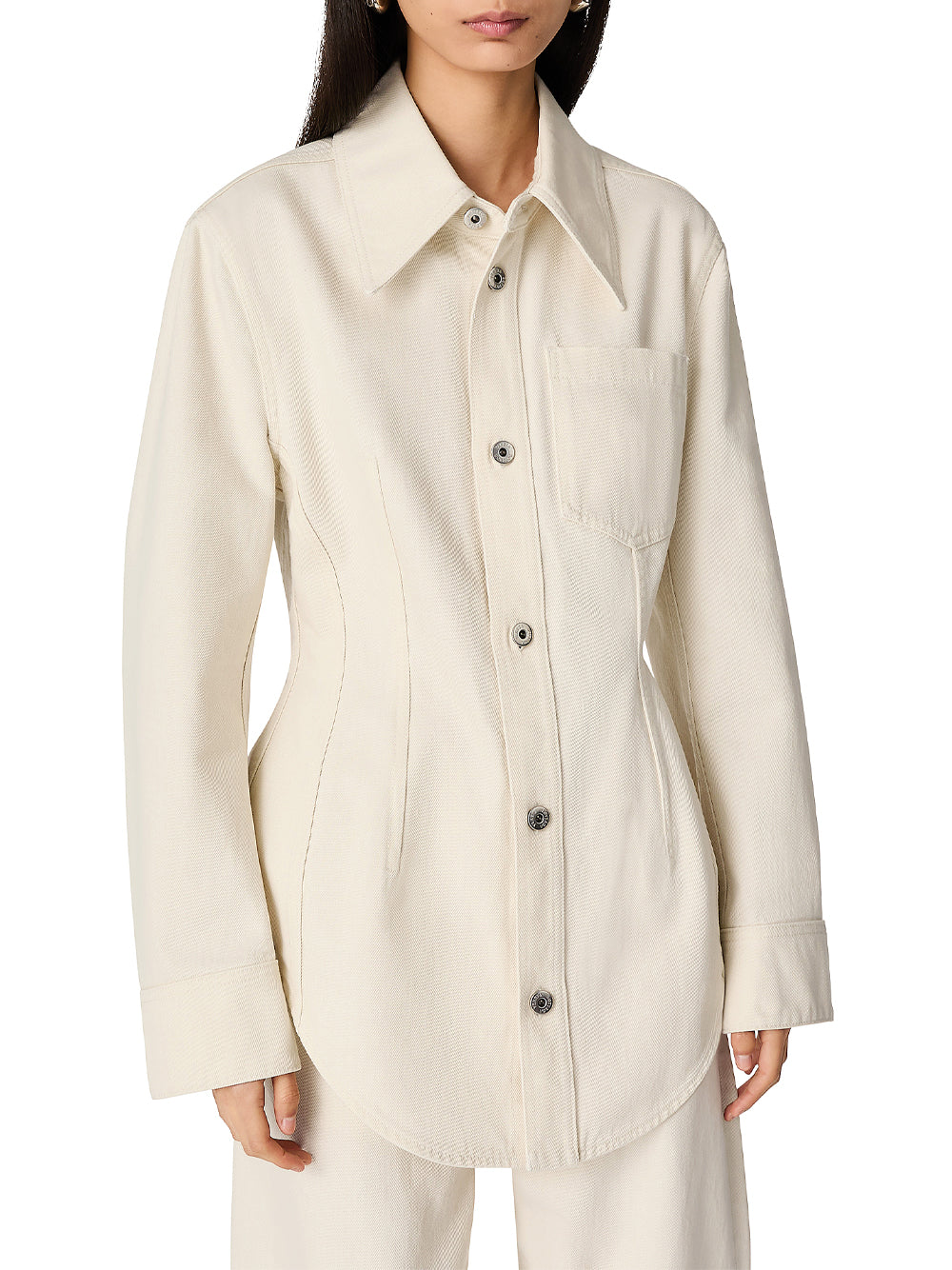 Cinched Waist Wool-Blend Shirt