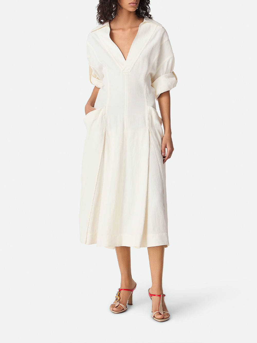 Linen-Viscose Midi Dress
