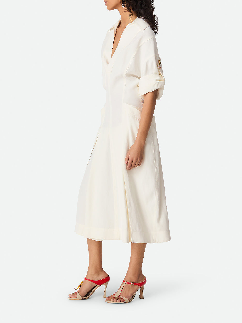 Linen-Viscose Midi Dress