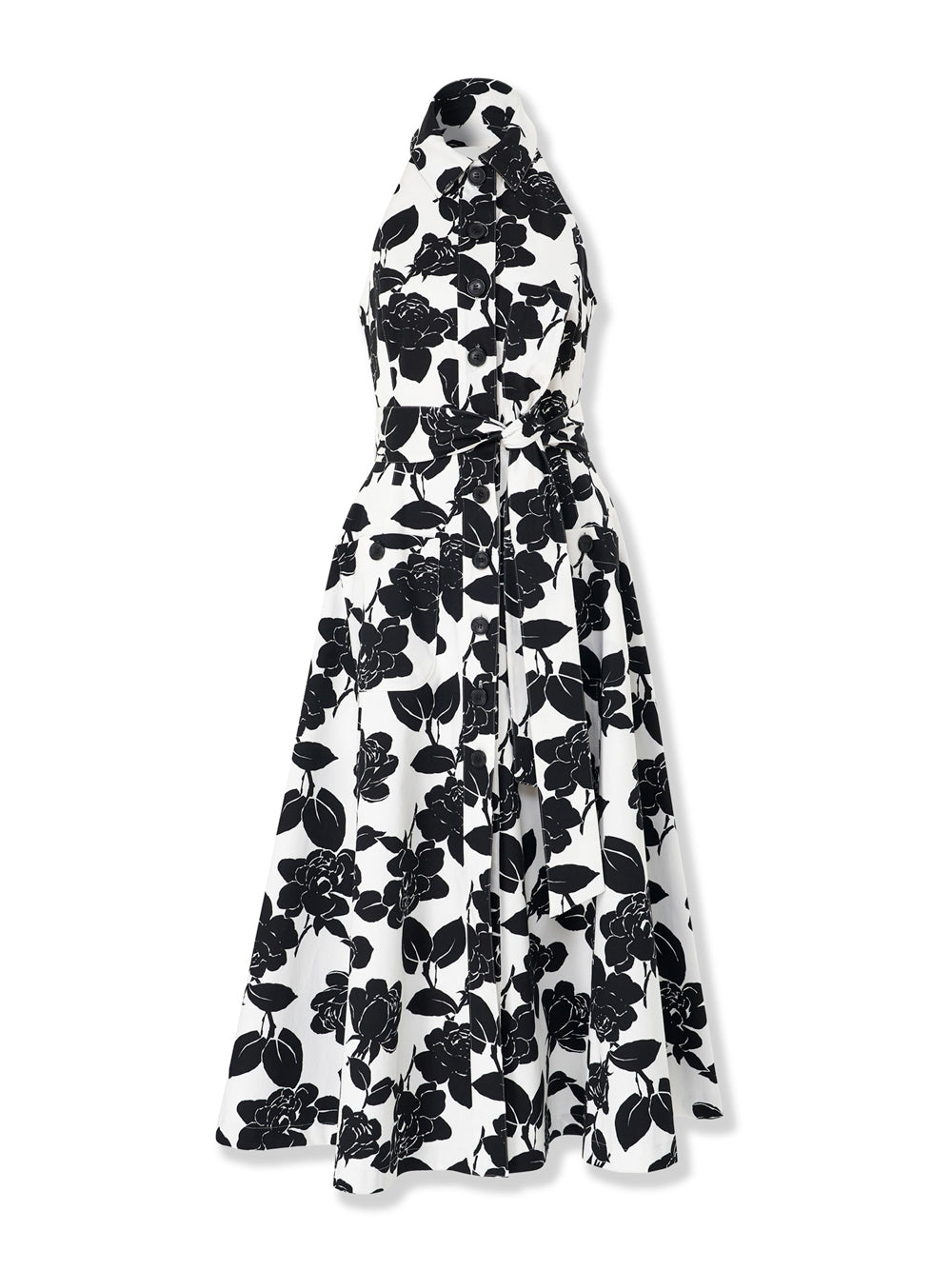 Floral-Print Midi Halterneck Dress