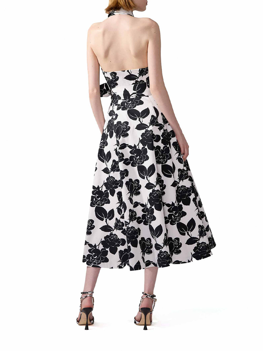 Floral-Print Midi Halterneck Dress