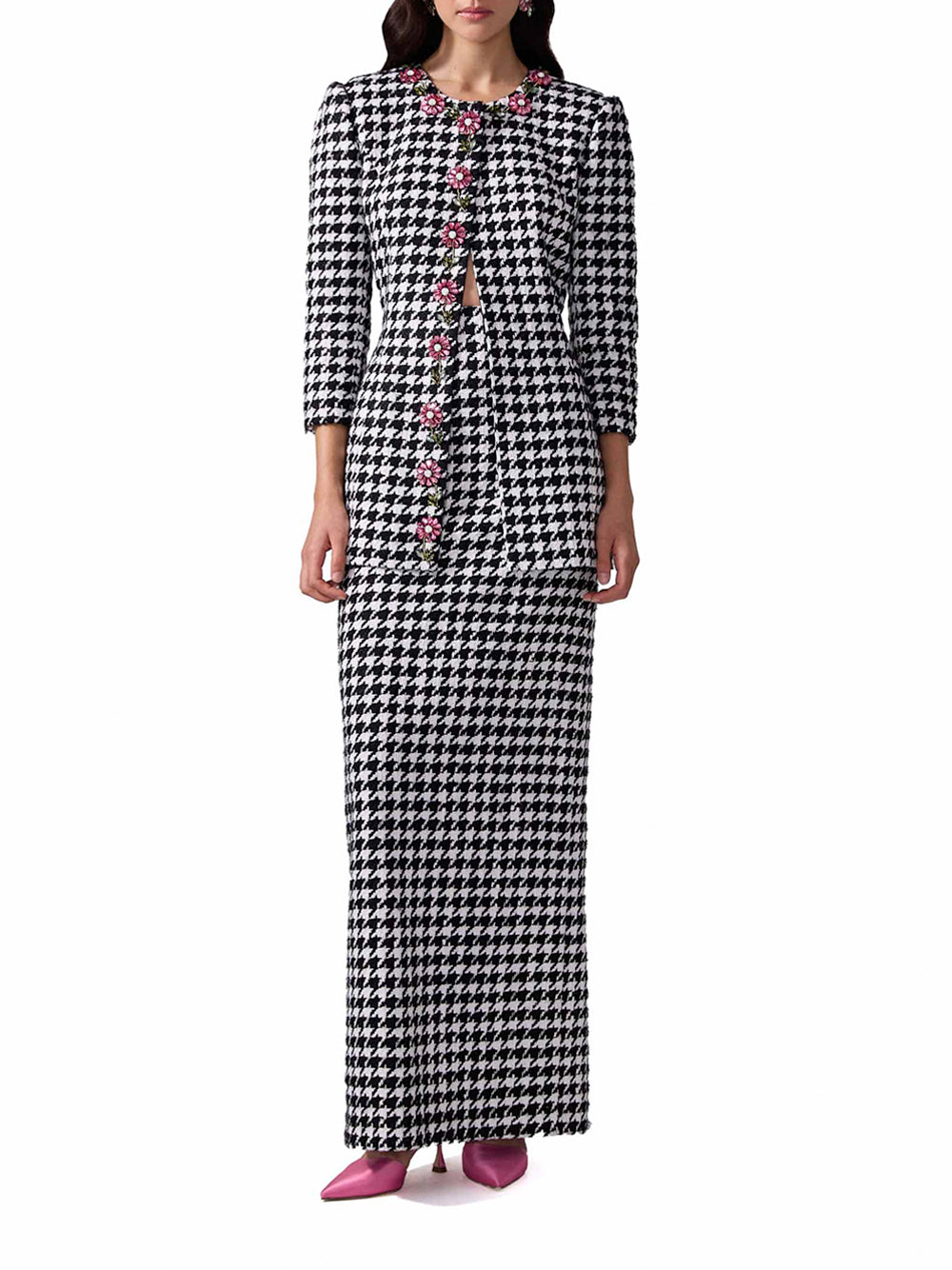 Embroidered Houndstooth Jacket