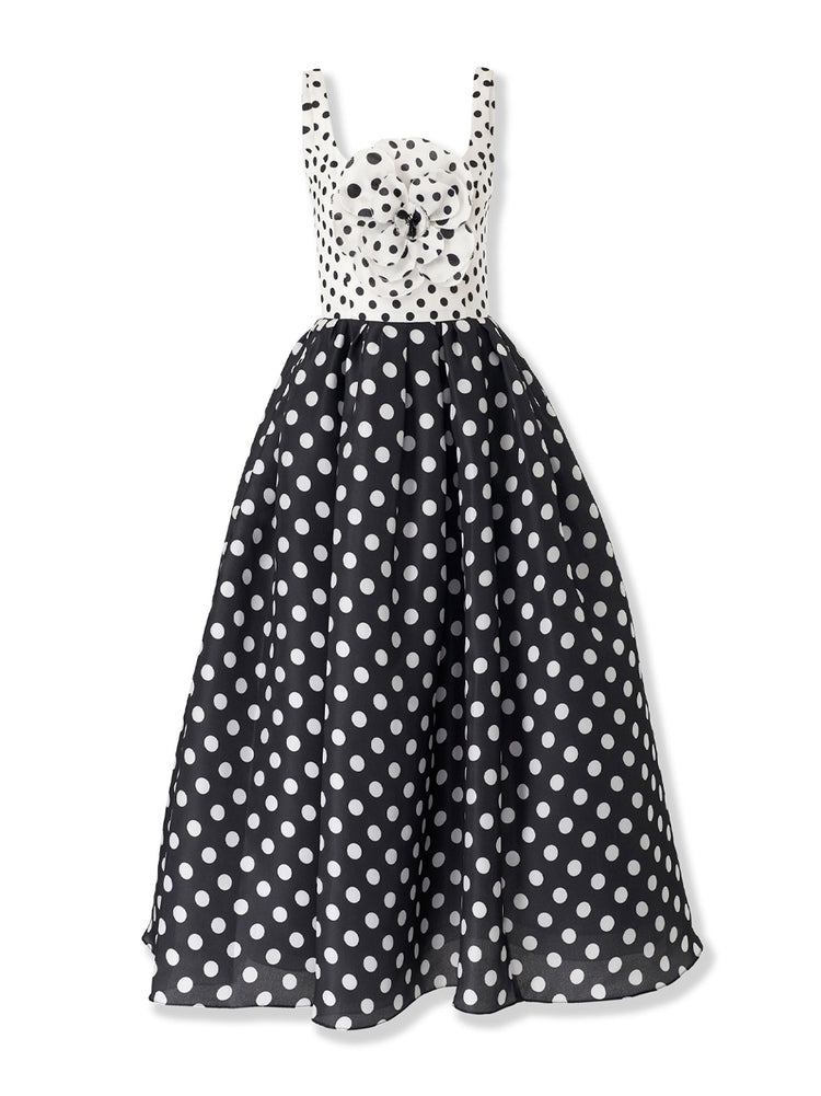 Carolina Herrera | Polka Dot Midi Dress With Rosette Kirna Zabte Carolina Herrera | Polka Dot Midi Dress With Rosette Kirna Zabte