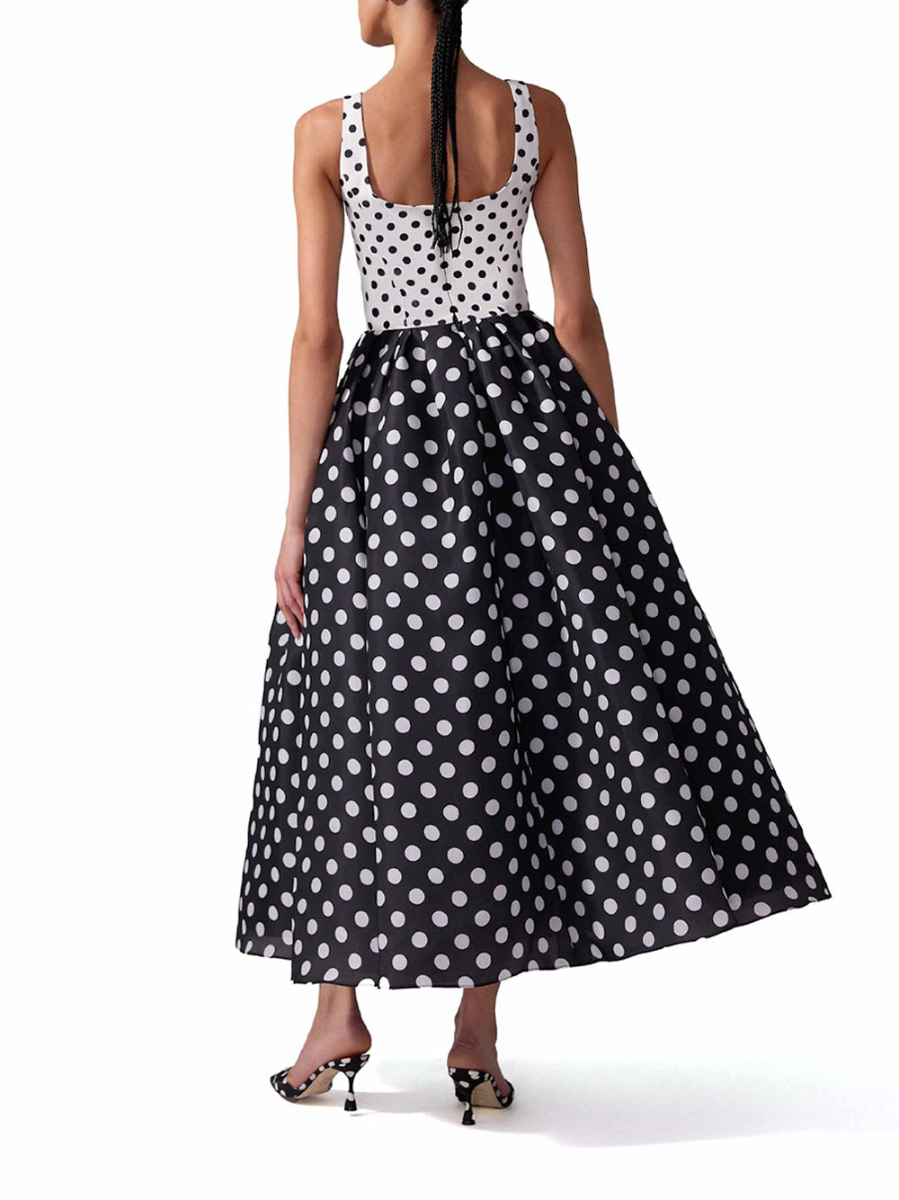 Polka Dot Midi Dress With Rosette