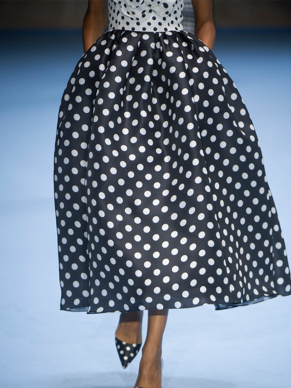 Polka Dot Midi Dress With Rosette