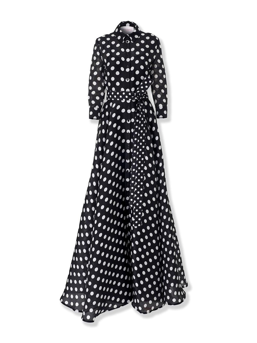 Silk Polka Dot Trench Gown