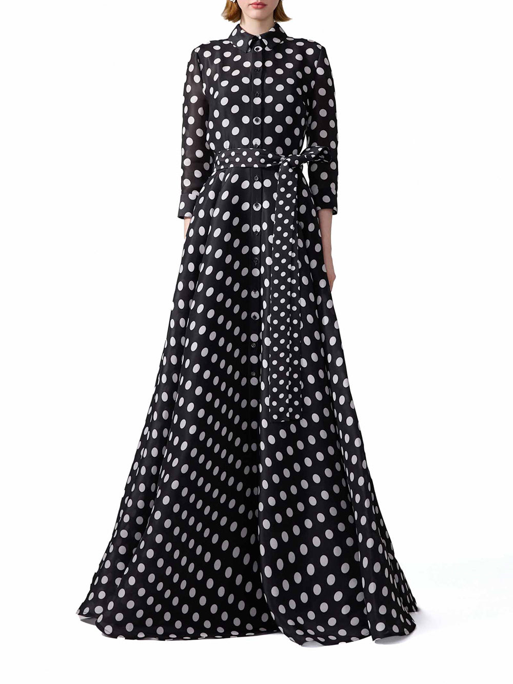 Silk Polka Dot Trench Gown
