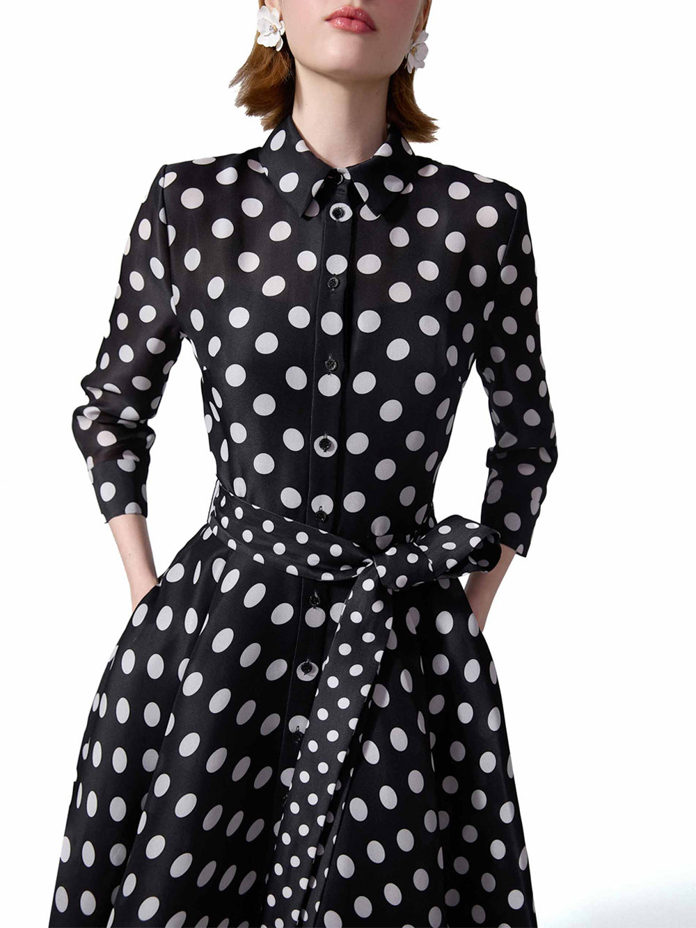 Silk Polka Dot Trench Gown