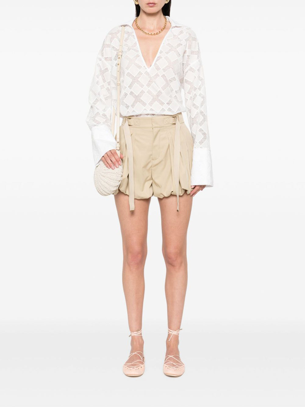 Cotton Gabardine Mini Balloon Shorts