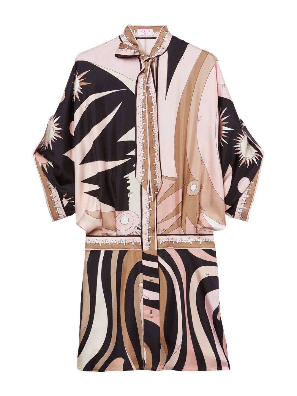 Silk Mini Dress With Asymmetric Sleeves