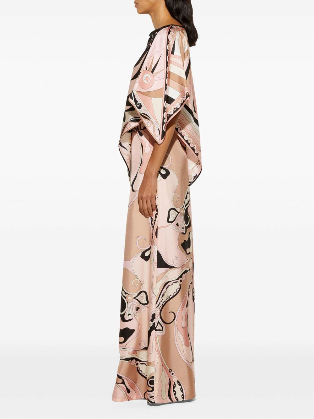 Orchidee-Print Silk Twill Wide-Leg Pants