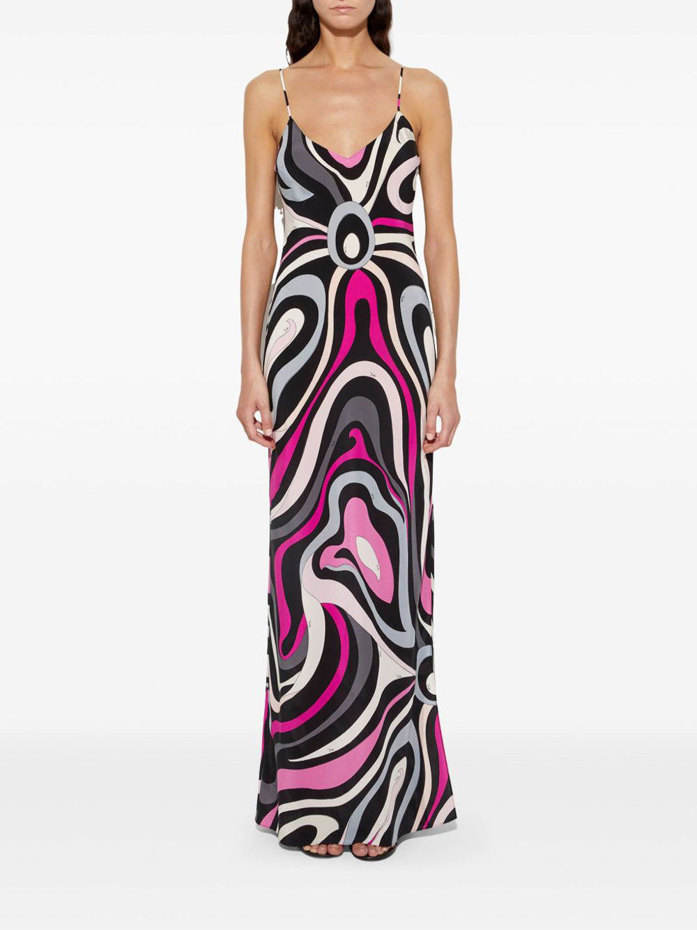 Marmo-Print Silk Maxi Dress