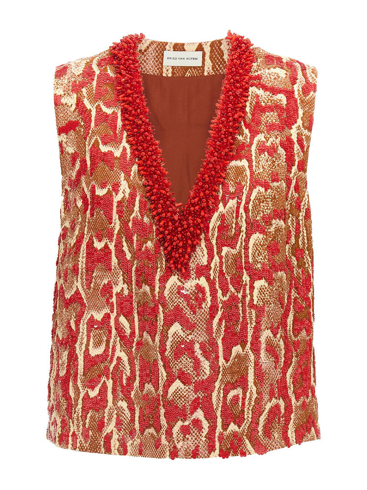 Dries van Noten | College Sequined Snake-Print Top – Kirna