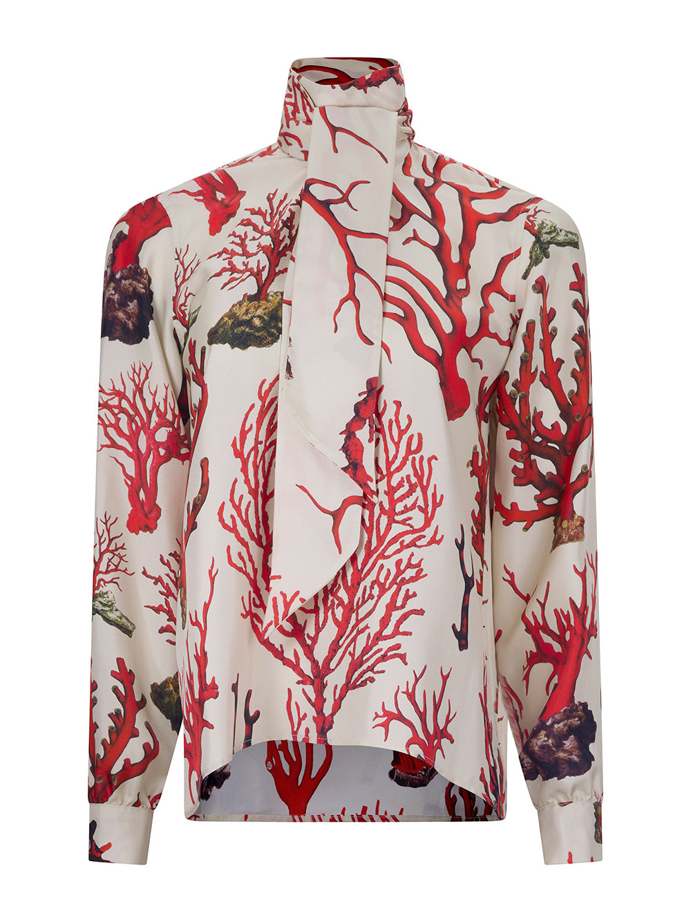Venetian Coral Slim Keith Tie Blouse