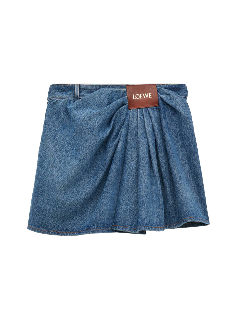 Draped Denim Mini Skirt