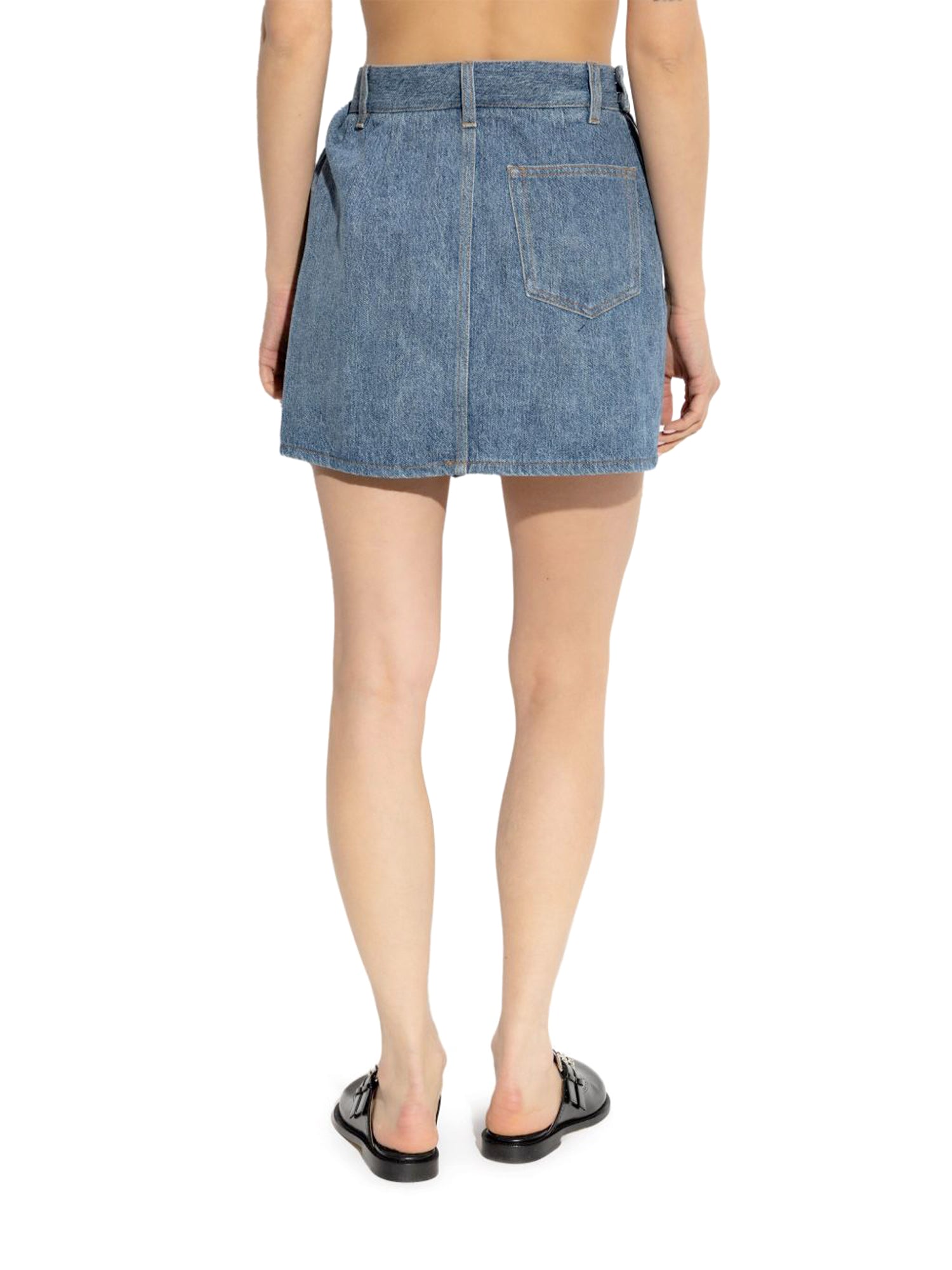 Draped Denim Mini Skirt
