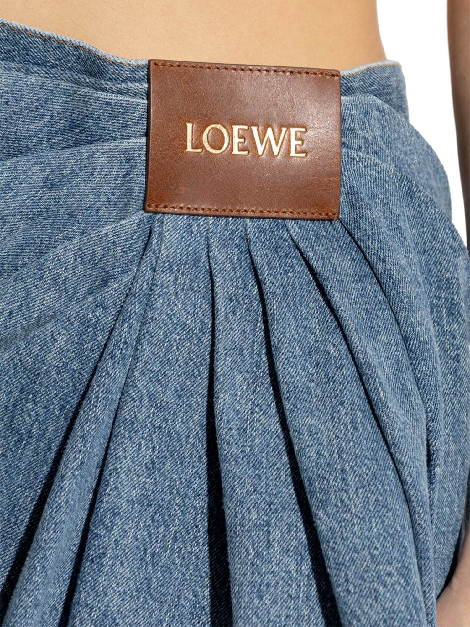 Draped Denim Mini Skirt