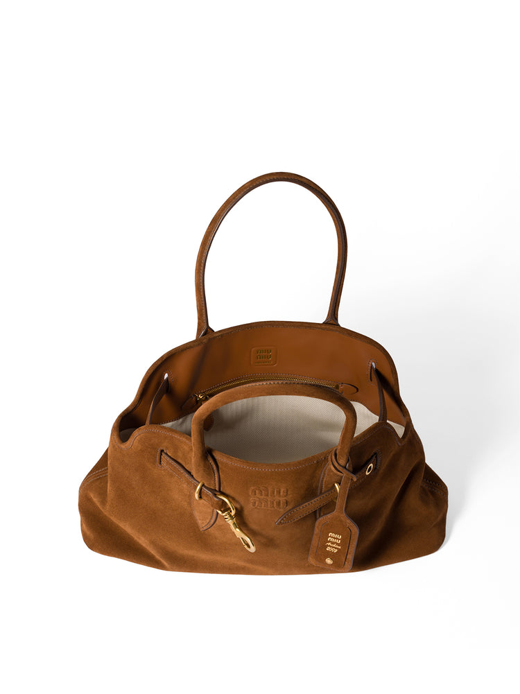 MIUMIU CAMEL SUEDE LEATHER SHOPPING BAG