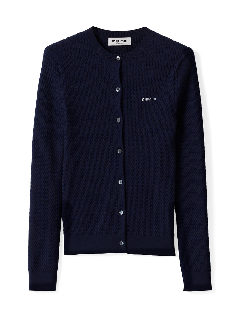 Miu Miu | Cable-Knit Cashmere and Silk Cardigan – Kirna Zabête