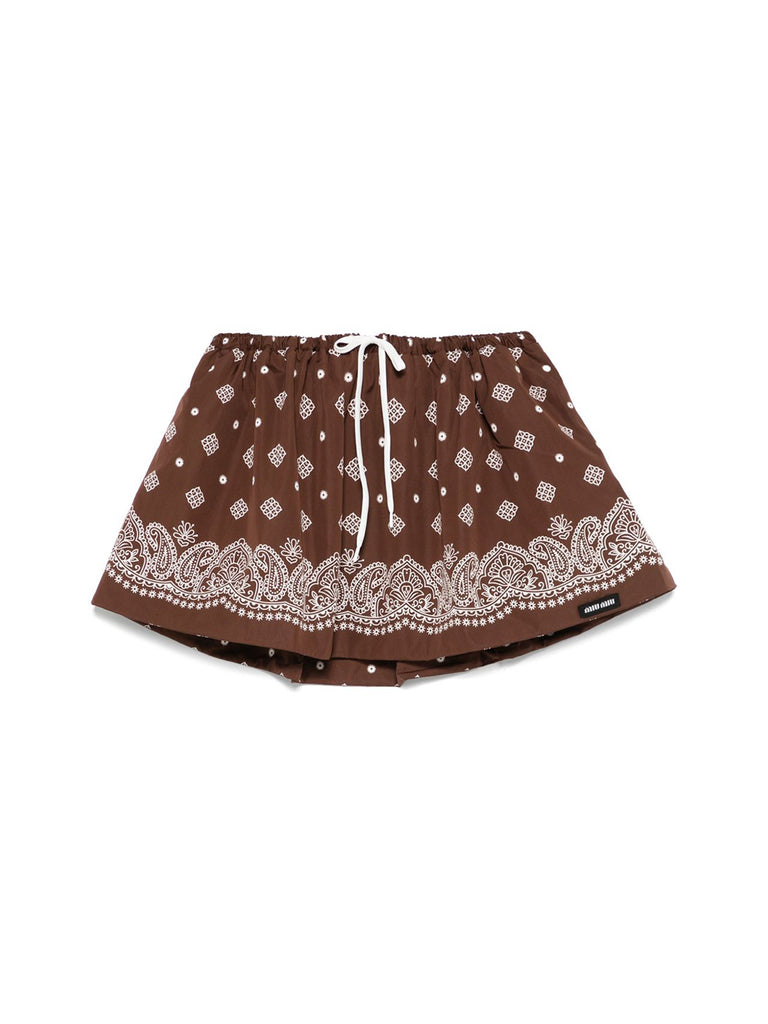 関税込【MiuMiu】Bandana cotton and linen miniskirt Bandana cotton and linen miniskirt in blue - Miu Miu | Mytheresa