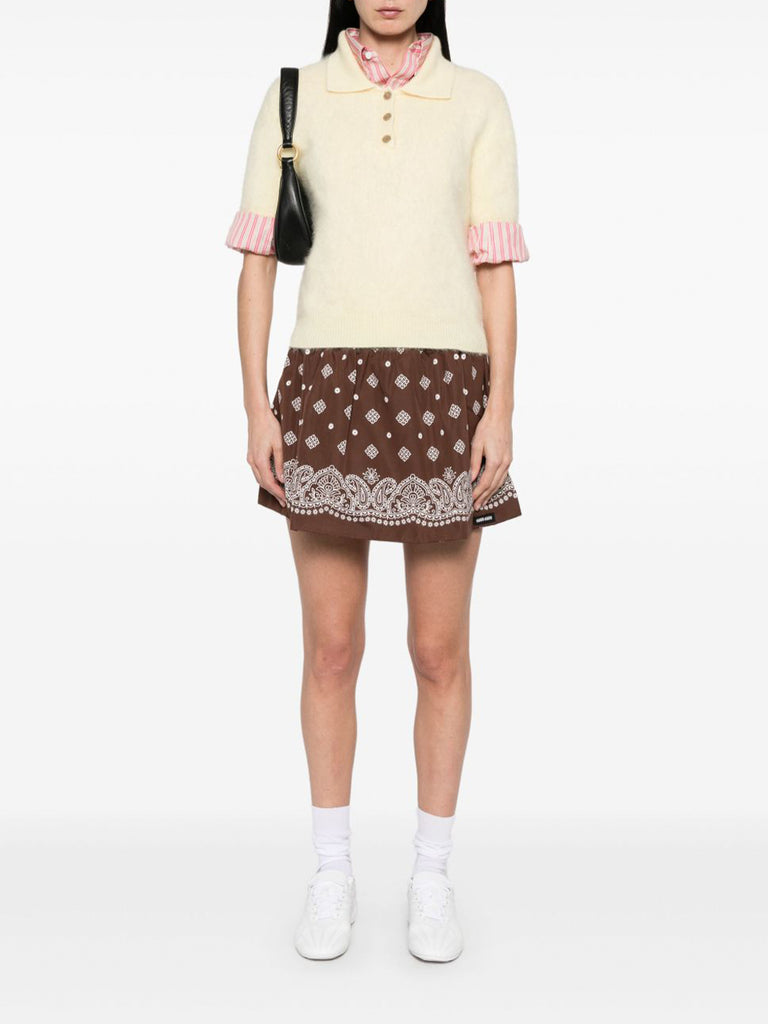 関税込【MiuMiu】Bandana cotton and linen miniskirt Bandana cotton and linen miniskirt in blue - Miu Miu | Mytheresa