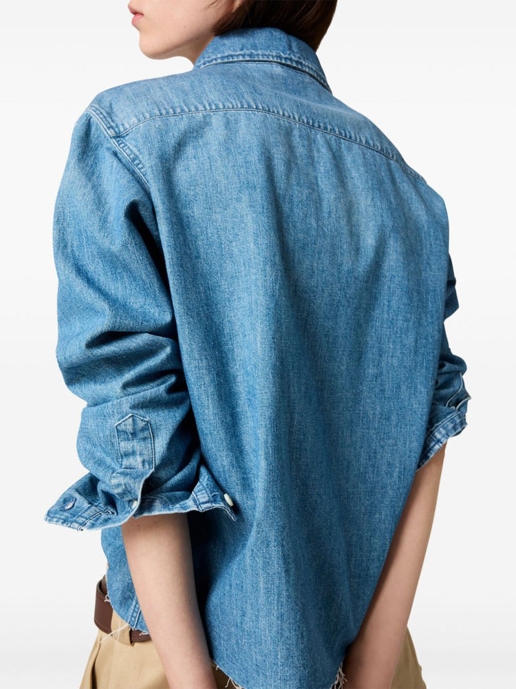 タグ付き‼️ MIU MIU Chambray Denim Shirt Miu Miu Chambray Denim Shirt | Blue | FARFETCH