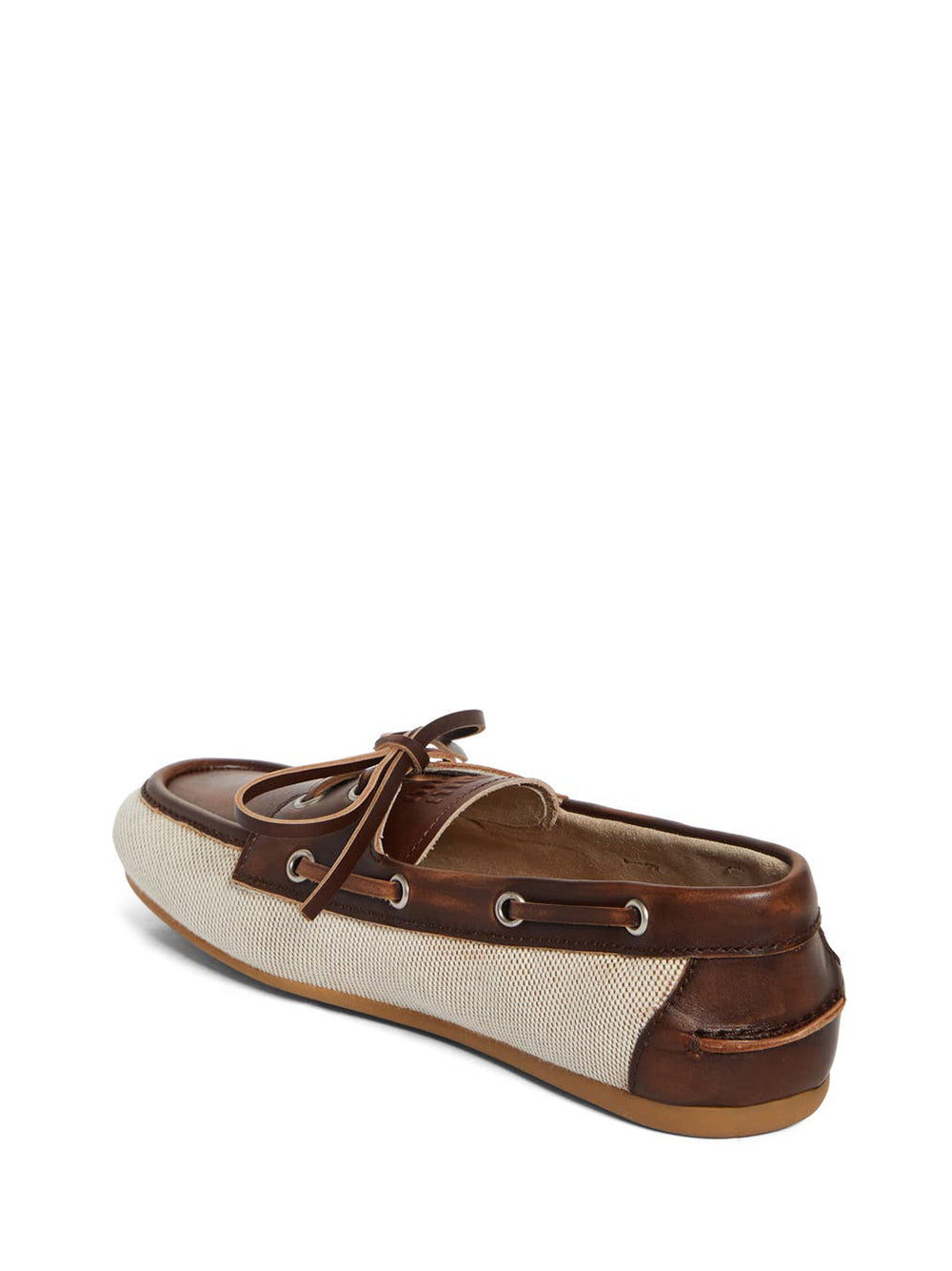 Canvas and Bleached Leather Boat Shoes