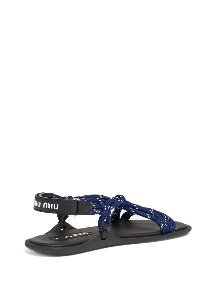 サンダル・ミュール Miu Miu Riviere Flat Sandal In Rope And Leather Miu Miu Riviere cord and leather sandals | REVERSIBLE